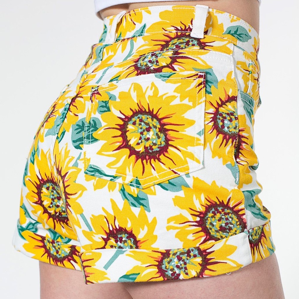 American Apparel High Wasted Sunflower Shorts
